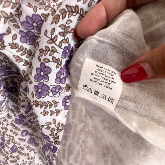 Daughters of India Binita Mini Dress Violet Floral Boho Cotton XS NWT - Picture 13 of 16